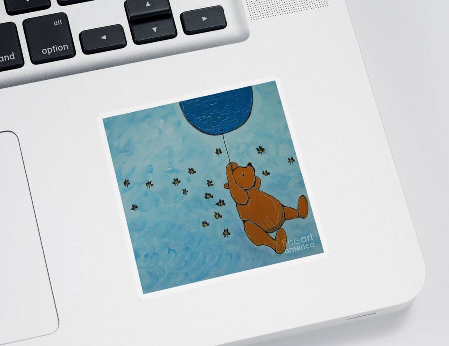 Winnie The Pooh Sticker featuring the painting In The Pursuit Of Honey by Denise Railey
