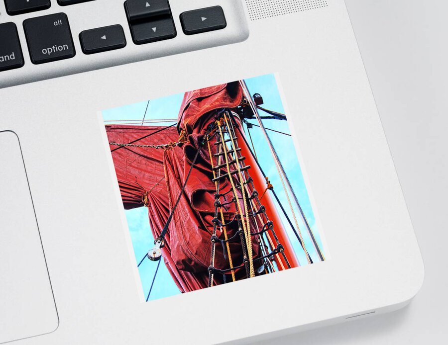 Sailing Barge Rigging Imagery Sticker featuring the photograph In The Rigging by David Davies