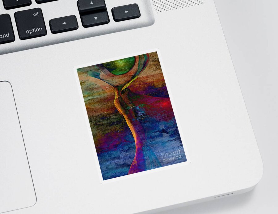 Abstract Sticker featuring the digital art Incubus by Klara Acel