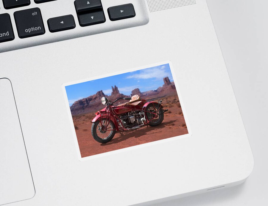 Indian Motorcycle Sticker featuring the photograph Indian 4 Sidecar 2 by Mike McGlothlen