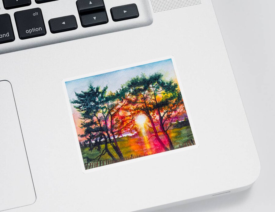 Sunset Sticker featuring the painting Indian River Sunset by Patricia Allingham Carlson