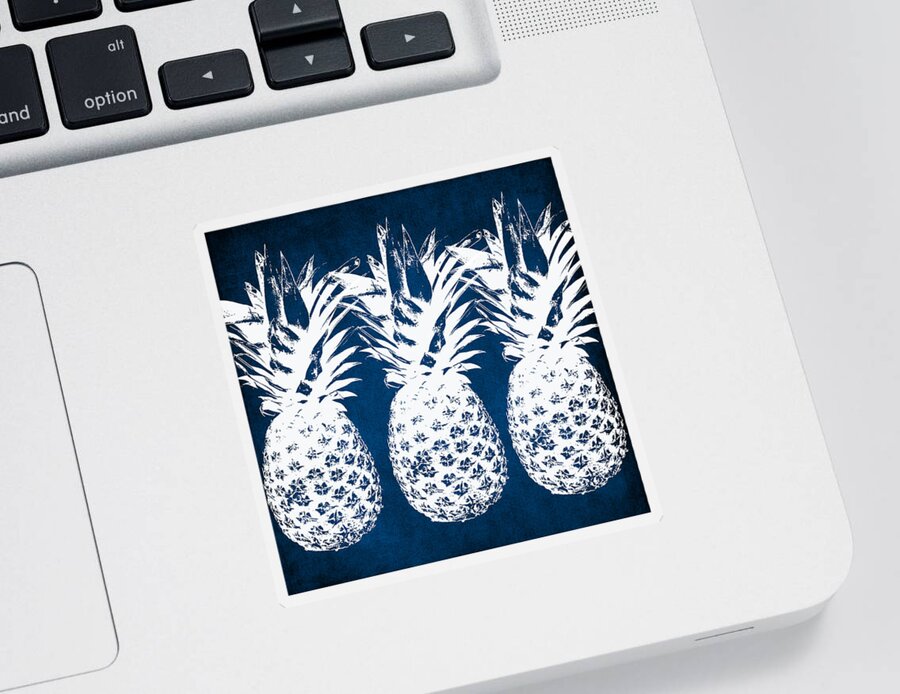 Indigo Sticker featuring the painting Indigo and White Pineapples by Linda Woods