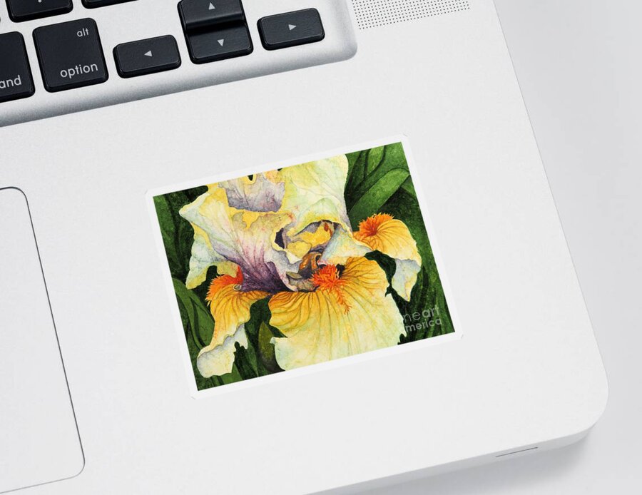 Iris Sticker featuring the painting Inner Beauty by Barbara Jewell