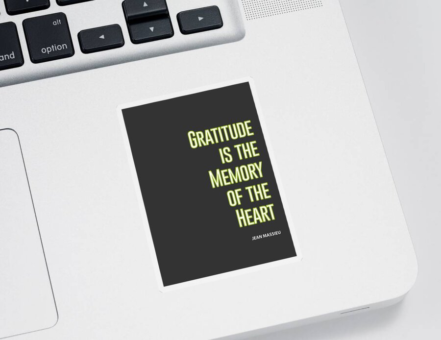 Adam Asar Sticker featuring the digital art Inspirational Print Gratitude is the Memory of the Heart Printable Art Typography Quote Home Decor M by Celestial Images