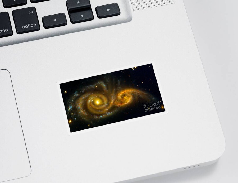 Interacting Sticker featuring the photograph Interacting Spiral Galaxies NGC 2207 and IC 2163 by Nicholas Burningham