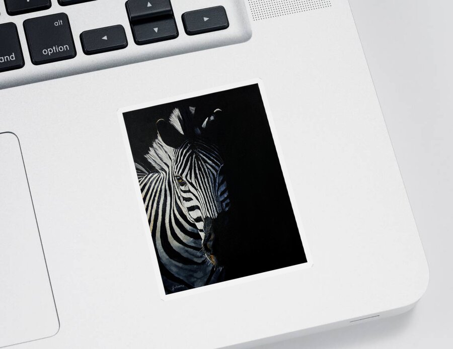 African Wildlife Sticker featuring the painting Into The Light - Zebra by Johanna Lerwick