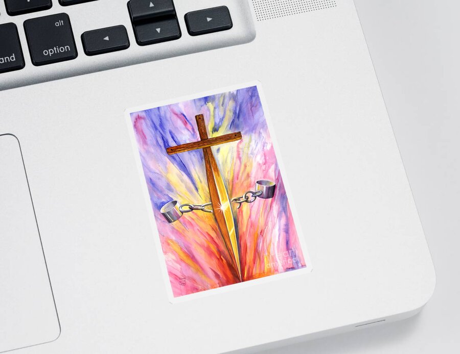 Isaiah 61:1 Sticker featuring the painting Isaiah 61 by Nancy Cupp