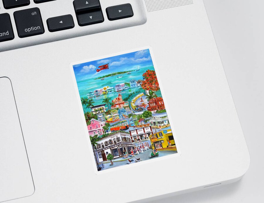 Key West Sticker featuring the painting Island Daze by Linda Cabrera