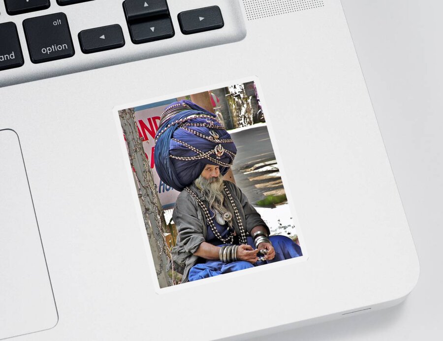 Portrait Sticker featuring the photograph Its All in the Head - Rishikesh India by Kim Bemis