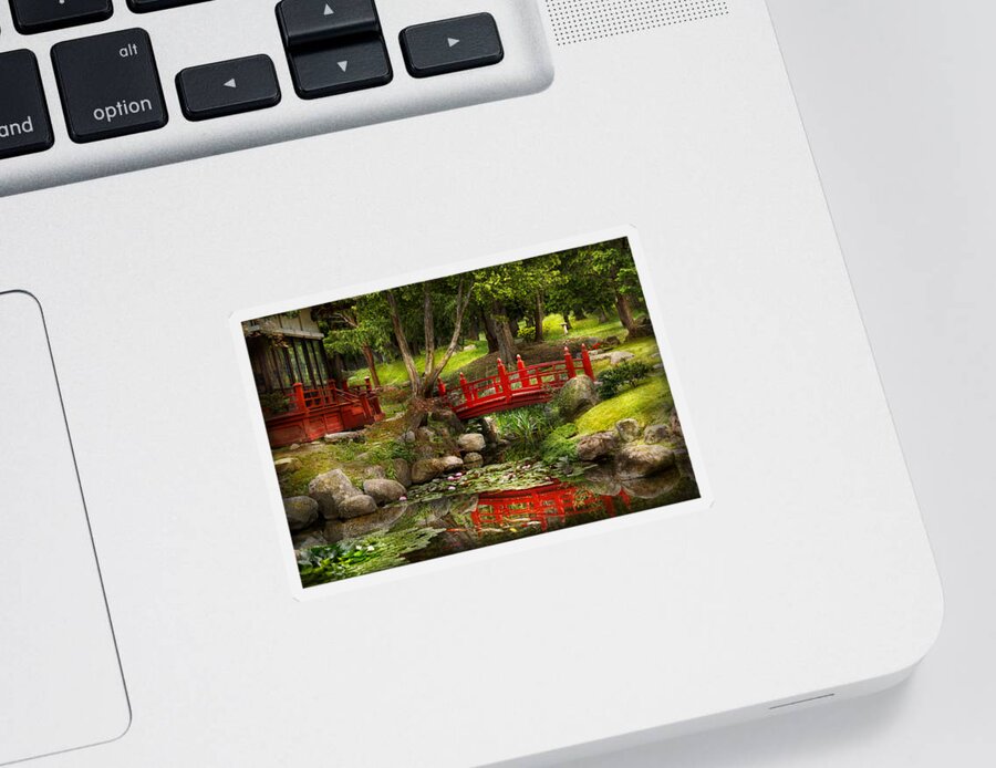 Teahouse Sticker featuring the photograph Japanese Garden - Meditation by Mike Savad
