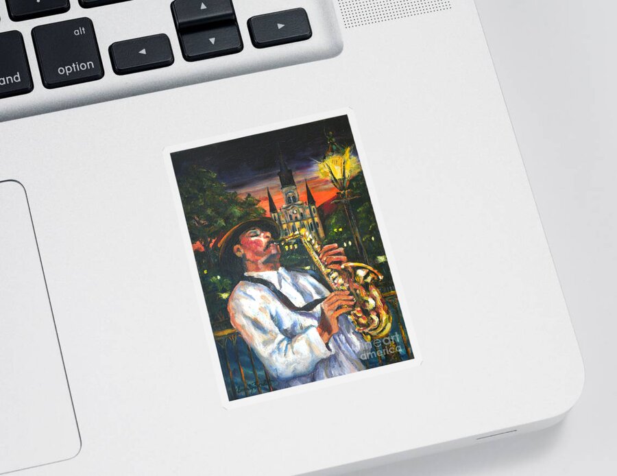 Jazz Sticker featuring the painting Jazz by Street Lamp by Beverly Boulet