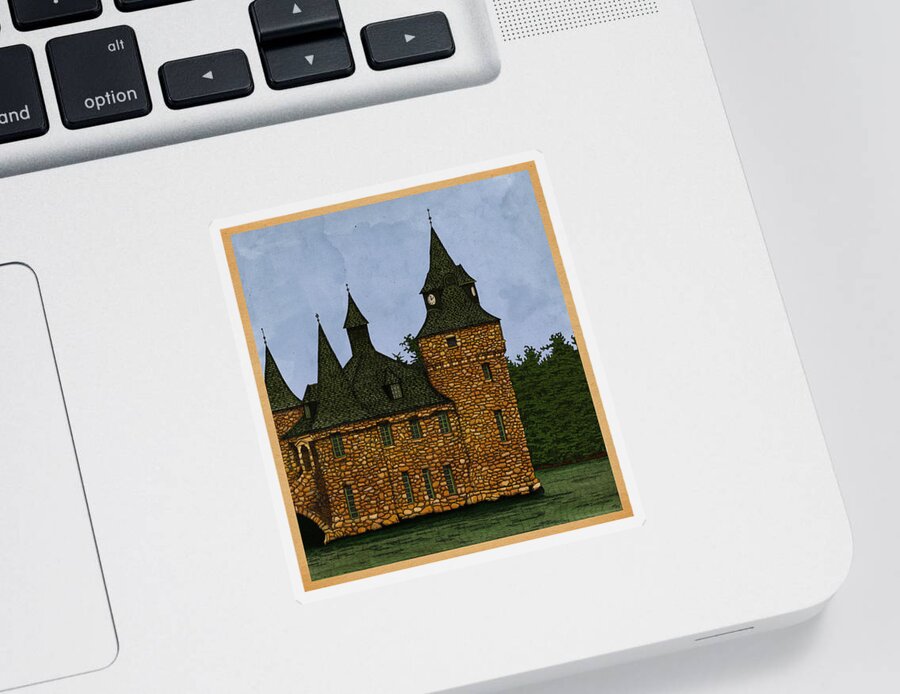 Castle River Architecture Sticker featuring the drawing Jethro's Castle by Meg Shearer