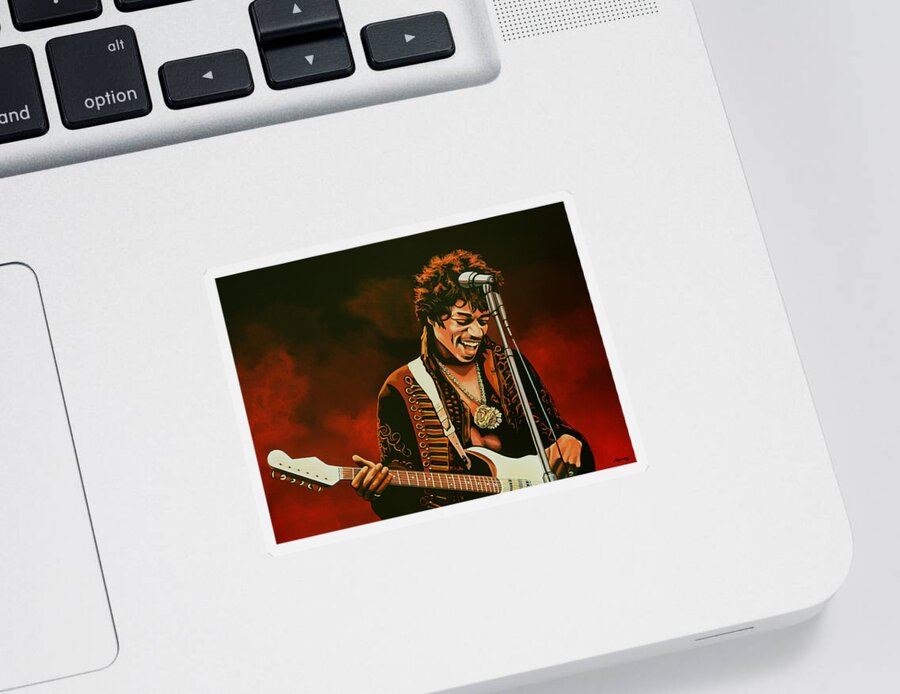 Jimi Hendrix Sticker featuring the painting Jimi Hendrix Painting by Paul Meijering