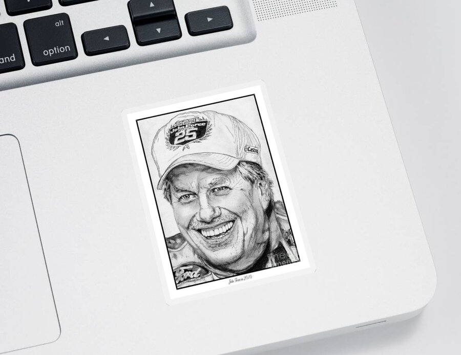 Mccombie Sticker featuring the drawing John Force in 2010 by J McCombie