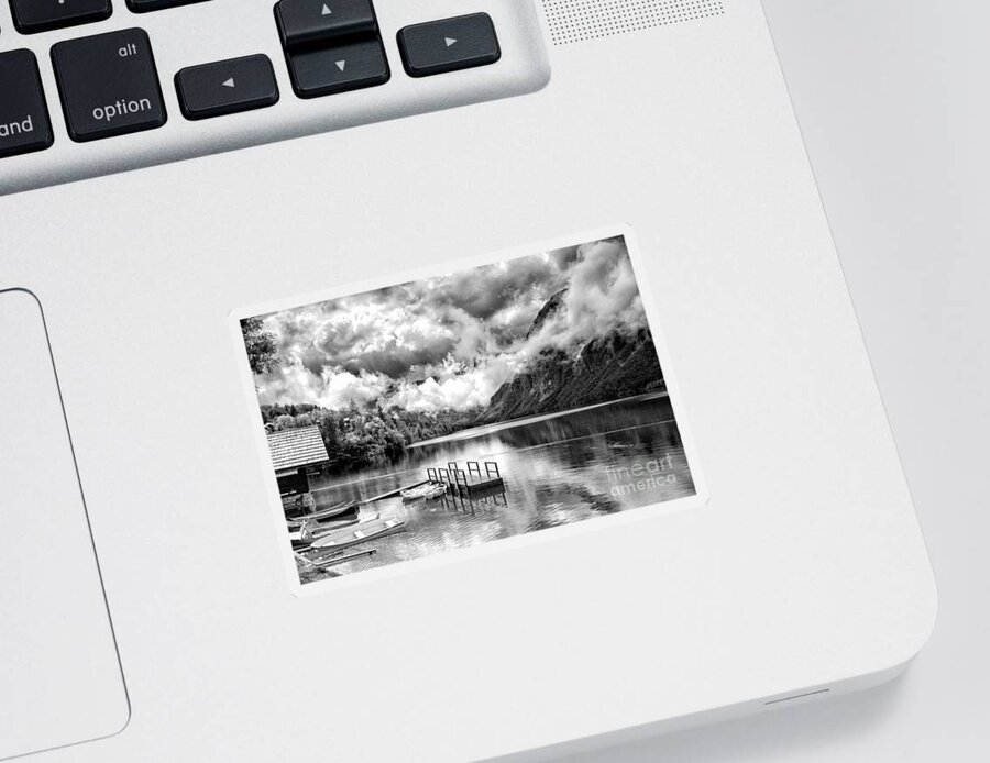 Slovenia Sticker featuring the photograph Julian Alps in BW by Timothy Hacker