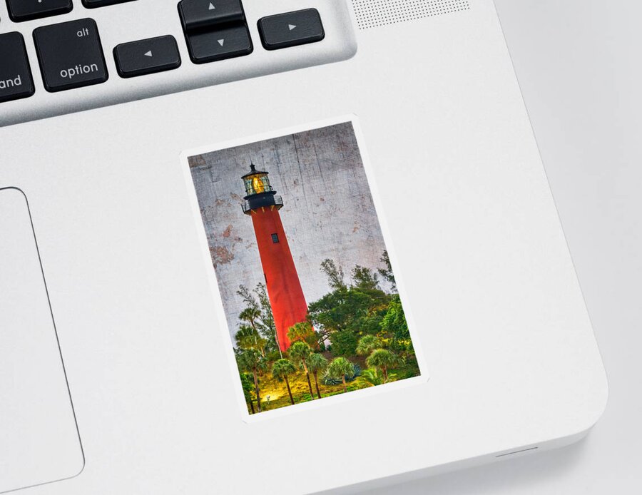 Clouds Sticker featuring the photograph Jupiter Lighthouse by Debra and Dave Vanderlaan