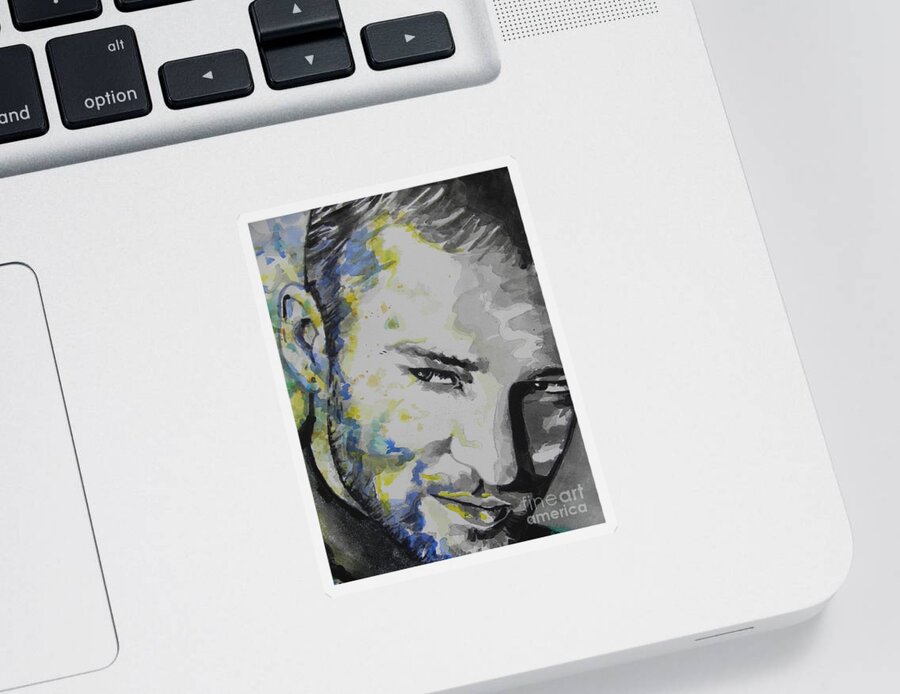 Watercolor Painting Sticker featuring the painting Justin Timberlake...02 by Chrisann Ellis