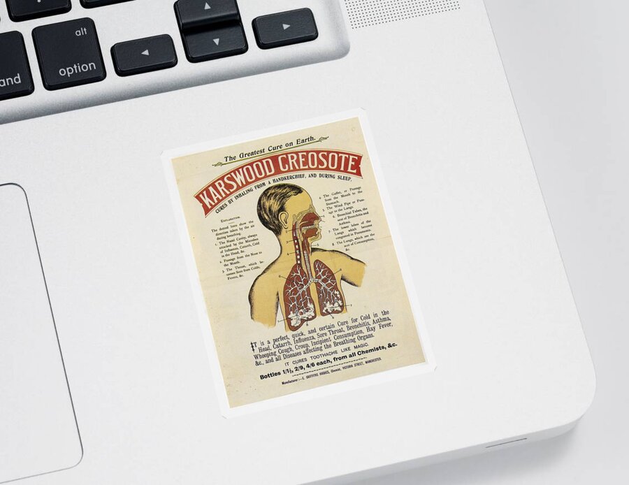 Karswood Sticker featuring the photograph Karswood Creosote Medicine Vintage Ad by Gianfranco Weiss
