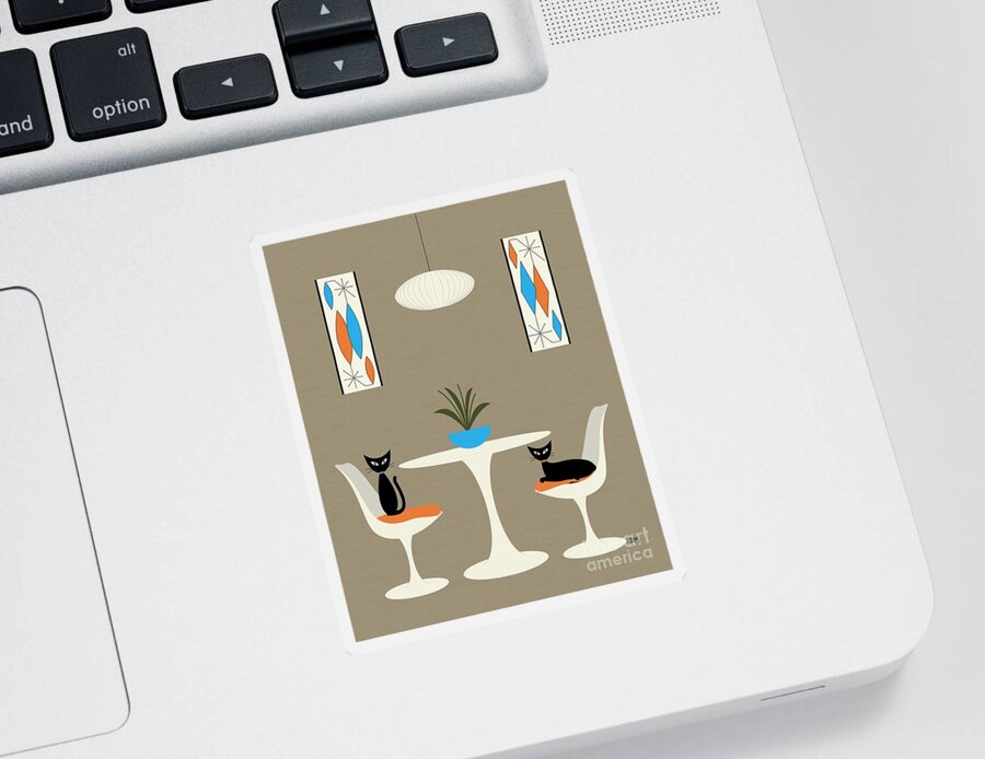 Mid-century Modern Sticker featuring the digital art Knoll Table by Donna Mibus