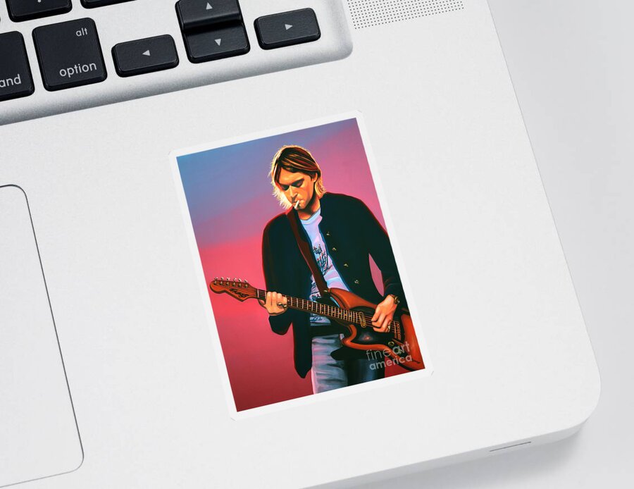 Kurt Cobain Sticker featuring the painting Kurt Cobain in Nirvana Painting by Paul Meijering