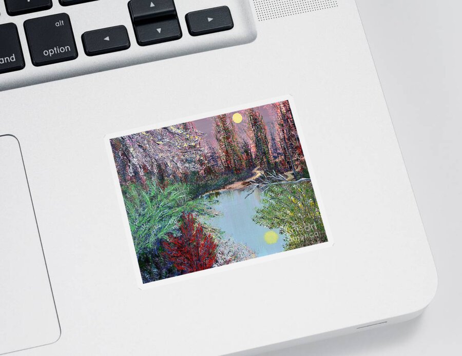 Lake Sticker featuring the painting Lake Tranquility by Alys Caviness-Gober