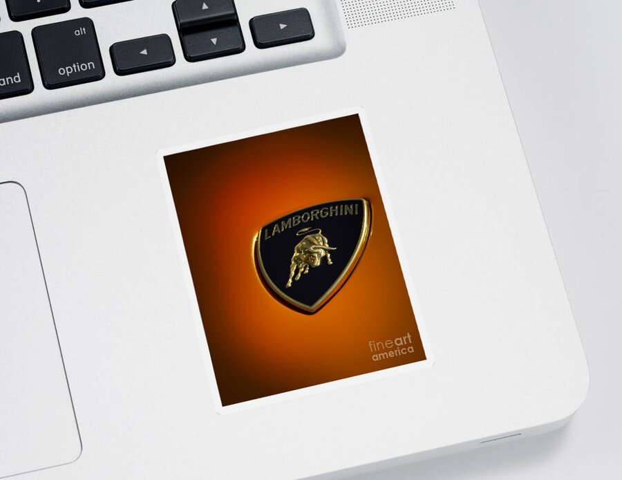 Ken Johnson Sticker featuring the photograph Lamborghini Murcielago Badge Emblem by Ken Johnson