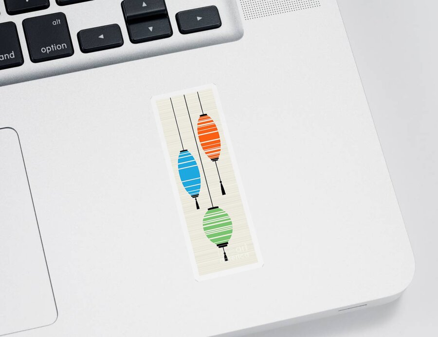Mid Century Modern Sticker featuring the digital art Lanterns 2 by Donna Mibus