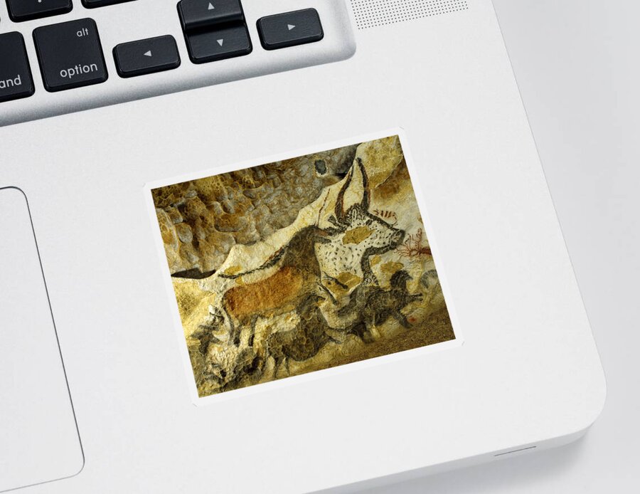 Lascaux Sticker featuring the painting Lascaux Cave Painting by Jean Paul Ferrero and Jean Michel Labat
