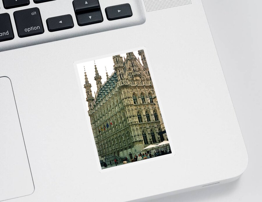 Late Gothic Architecture Sticker featuring the photograph Late Gothic Town Hall Leuven Belgium by Greta Corens