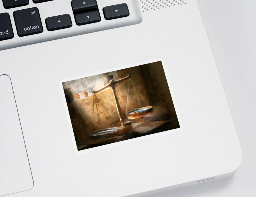 Lawyer Sticker featuring the photograph Lawyer - Scale - Balanced law by Mike Savad