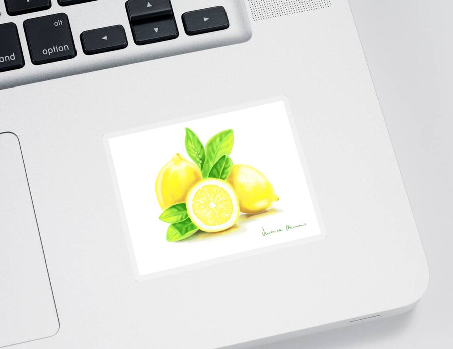 Lemons Sticker featuring the painting Lemons by Veronica Minozzi