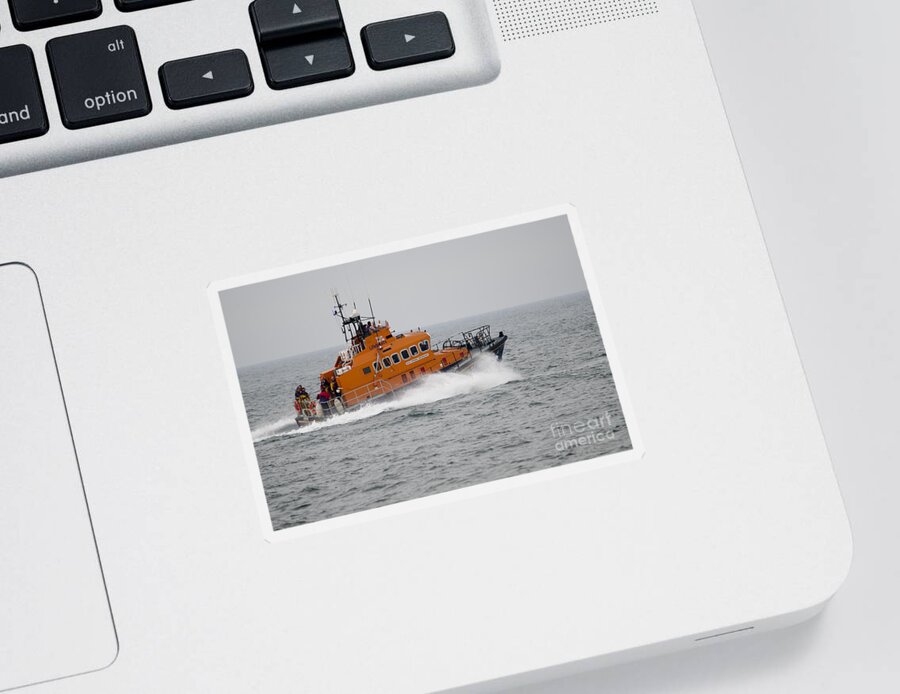 Lifeboat Sticker featuring the photograph Lifeboat in action by Steev Stamford