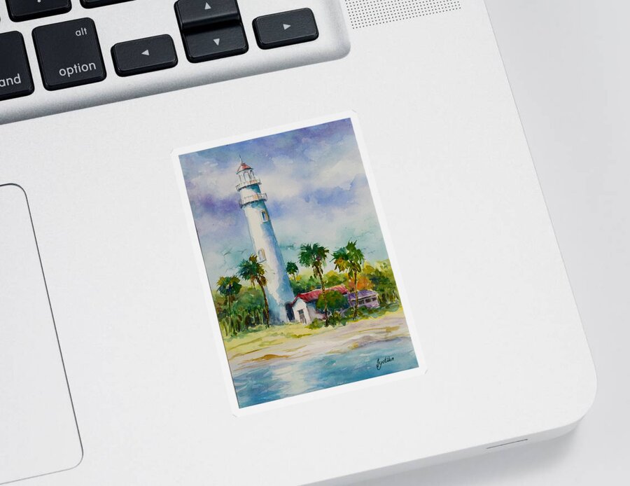  Sticker featuring the painting Light House at the Beach by Jyotika Shroff