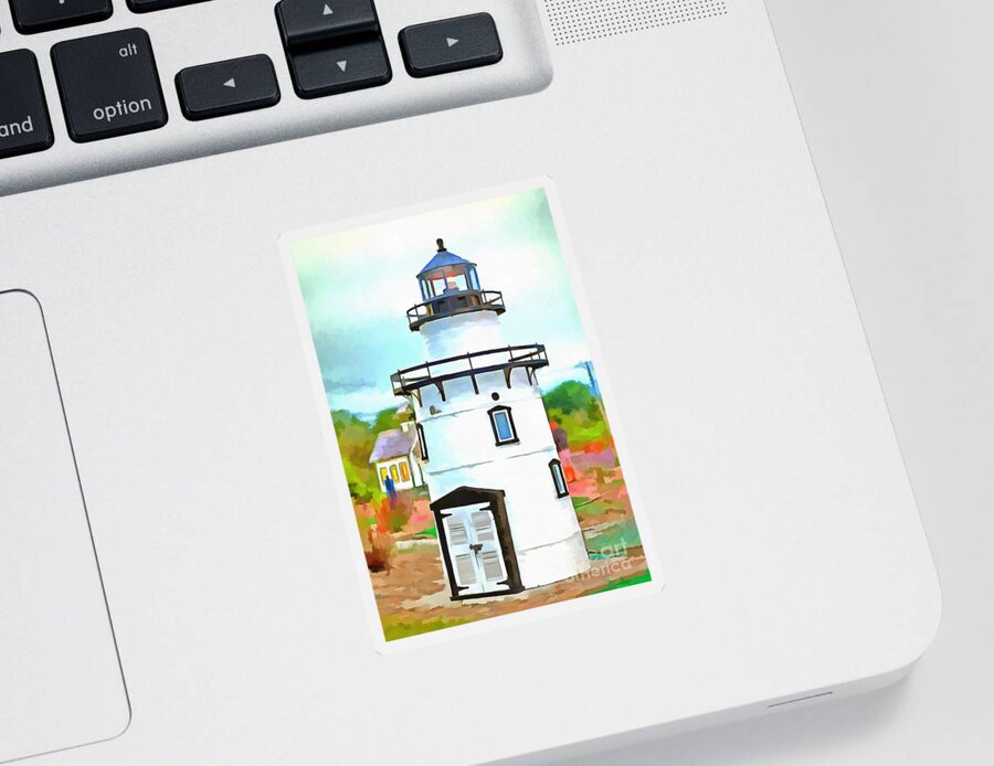 Mini-golf Sticker featuring the photograph Lighthouse at Old Saybrook Point by Edward Fielding