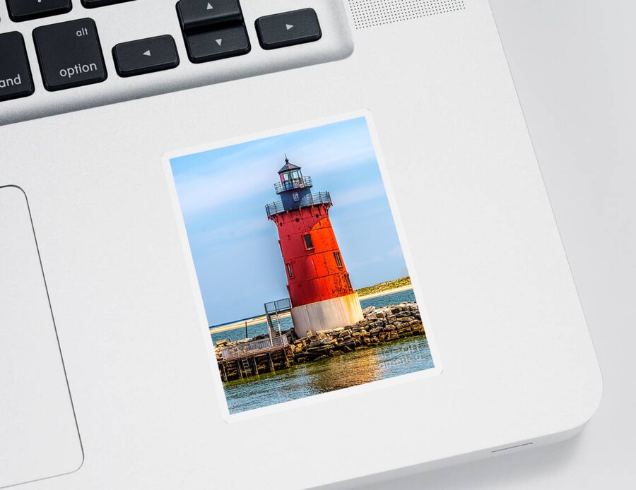 Breakwater Sticker featuring the photograph Lighthouse at the Delaware Breakwater by Nick Zelinsky Jr