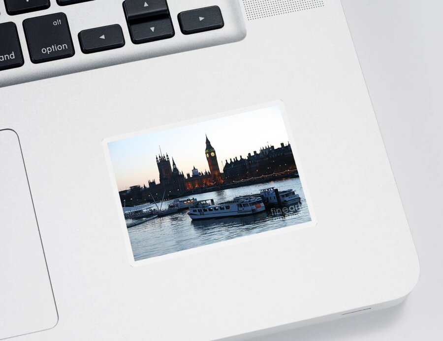 London Sticker featuring the photograph Lighting Up Time on the Thames by Jeremy Hayden