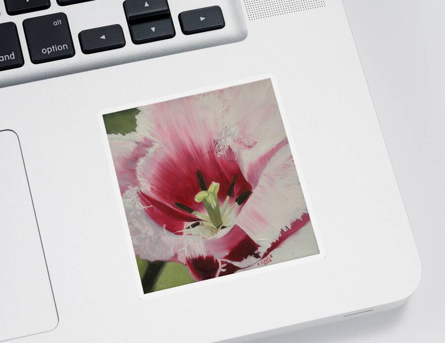 Tulip Sticker featuring the painting Lilicaea Tulipa by Claudia Goodell