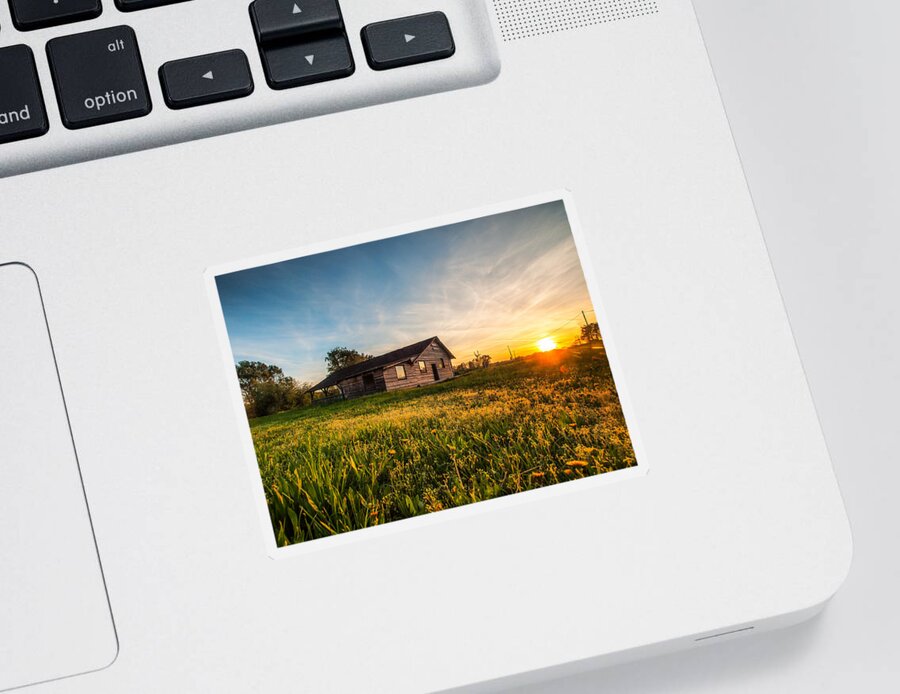 Landscapes Sticker featuring the photograph Little House on the Prairie by Davorin Mance