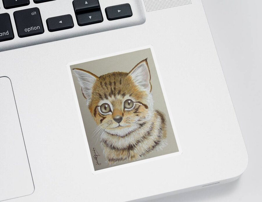 Cat Sticker featuring the pastel Little Kitty by Janet Garcia