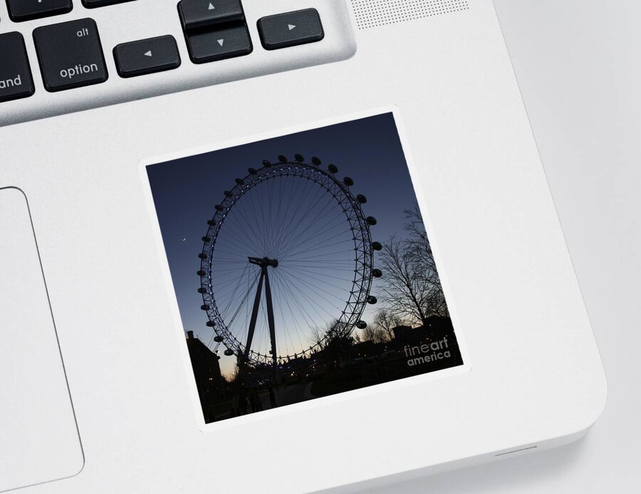 London Sticker featuring the photograph London Eye and New Moon by Jeremy Hayden