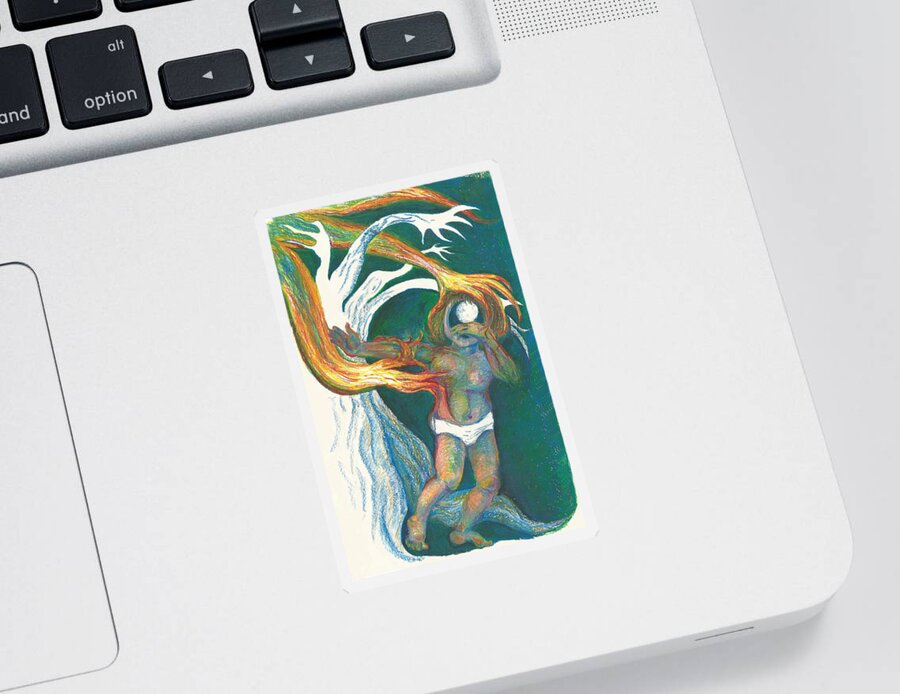 Loneliness Sticker featuring the painting Loneliness and Fear by Melinda Dare Benfield