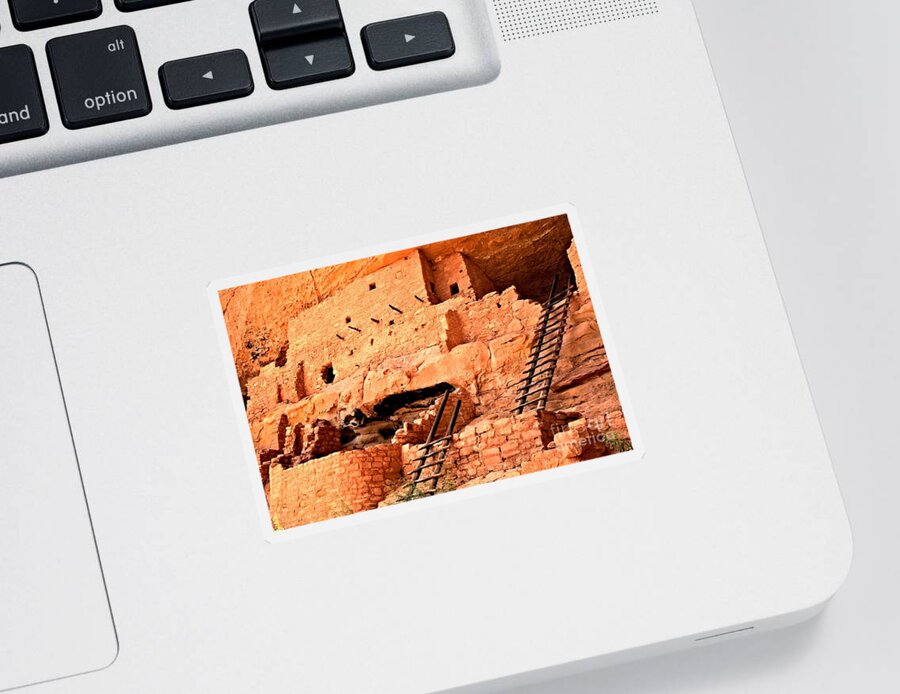 Mesa Verde Sticker featuring the photograph Long House Ladders by Adam Jewell