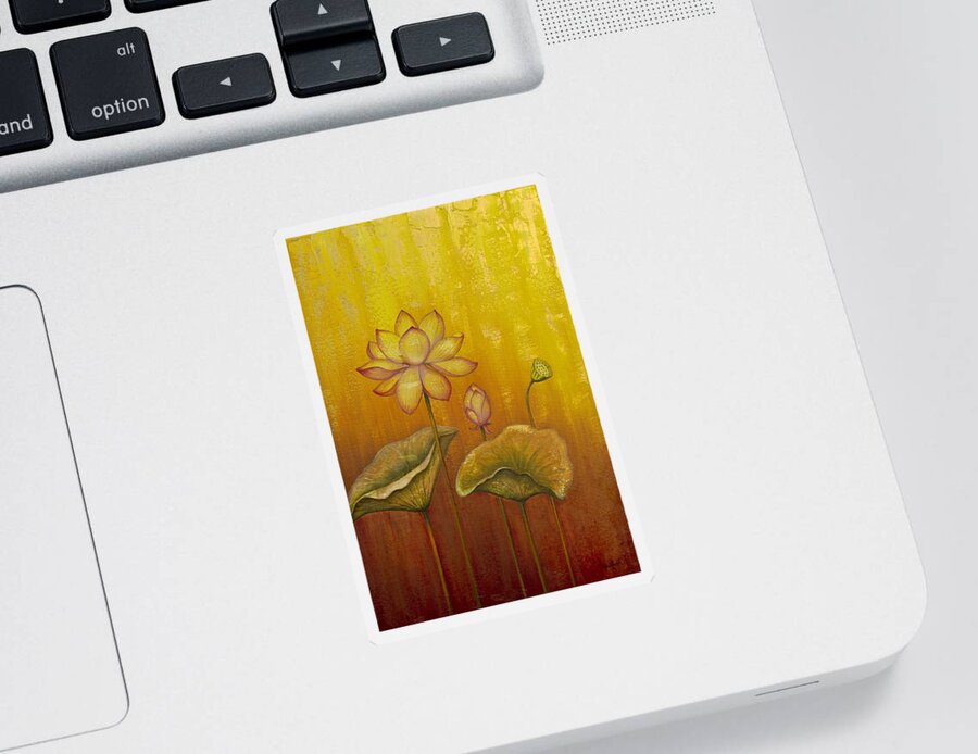 Lotus Sticker featuring the painting Lotus by Yuliya Glavnaya