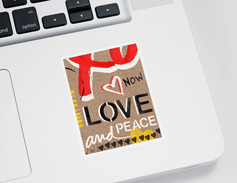 Love Sticker featuring the painting Love and Peace Now by Linda Woods