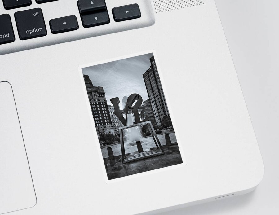Love Sticker featuring the photograph Love Park BW by Susan Candelario