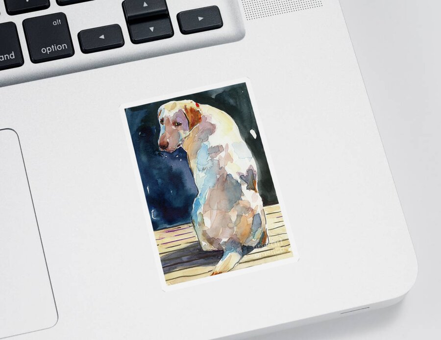 Labrador Retriever Sticker featuring the painting Lucy Moon by Molly Poole