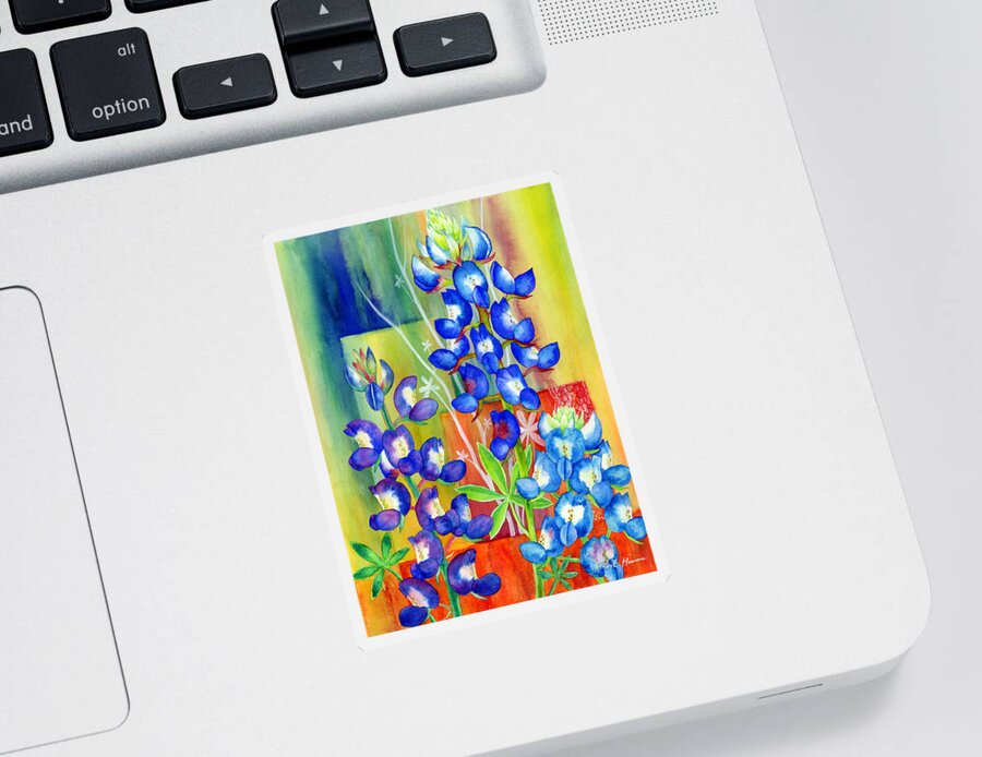 Wild Flower Sticker featuring the painting Lupinus Texensis by Hailey E Herrera