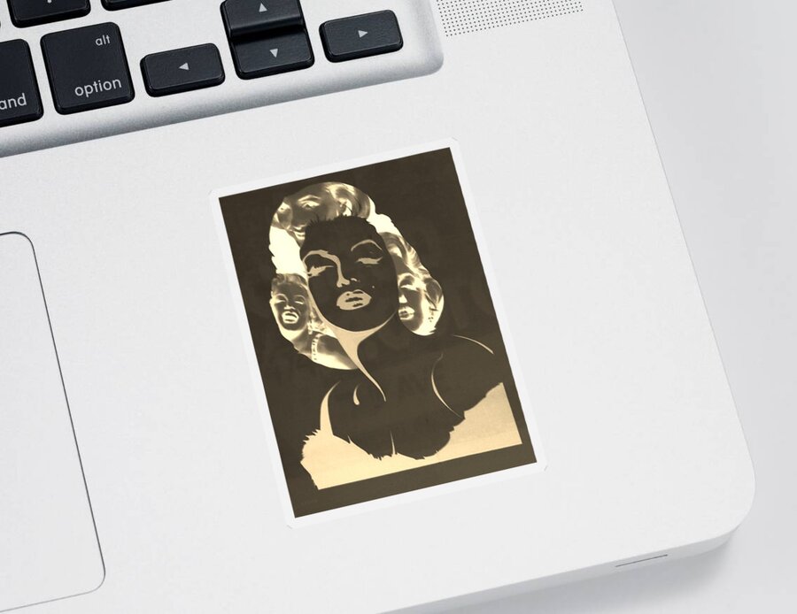 Marilyn Monroe Sticker featuring the photograph M M S E P I A N E G A T I V E by Rob Hans