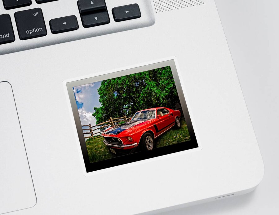 The Boss Sticker featuring the photograph 1969 Ford Mach 1 Mustang by Chas Sinklier