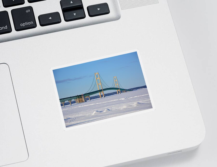 Mackinac Bridge Sticker featuring the photograph Mackinac in March by Keith Stokes